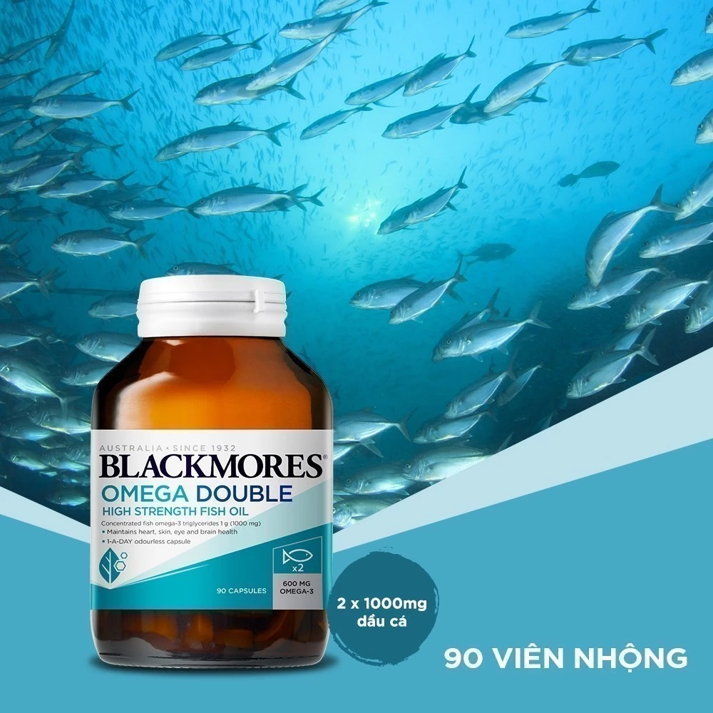 Viên Uống Dầu Cá Bổ Sung Omega Hỗ Trợ Cho Tim, Mắt, Da Blackmores Double Omega High Strength