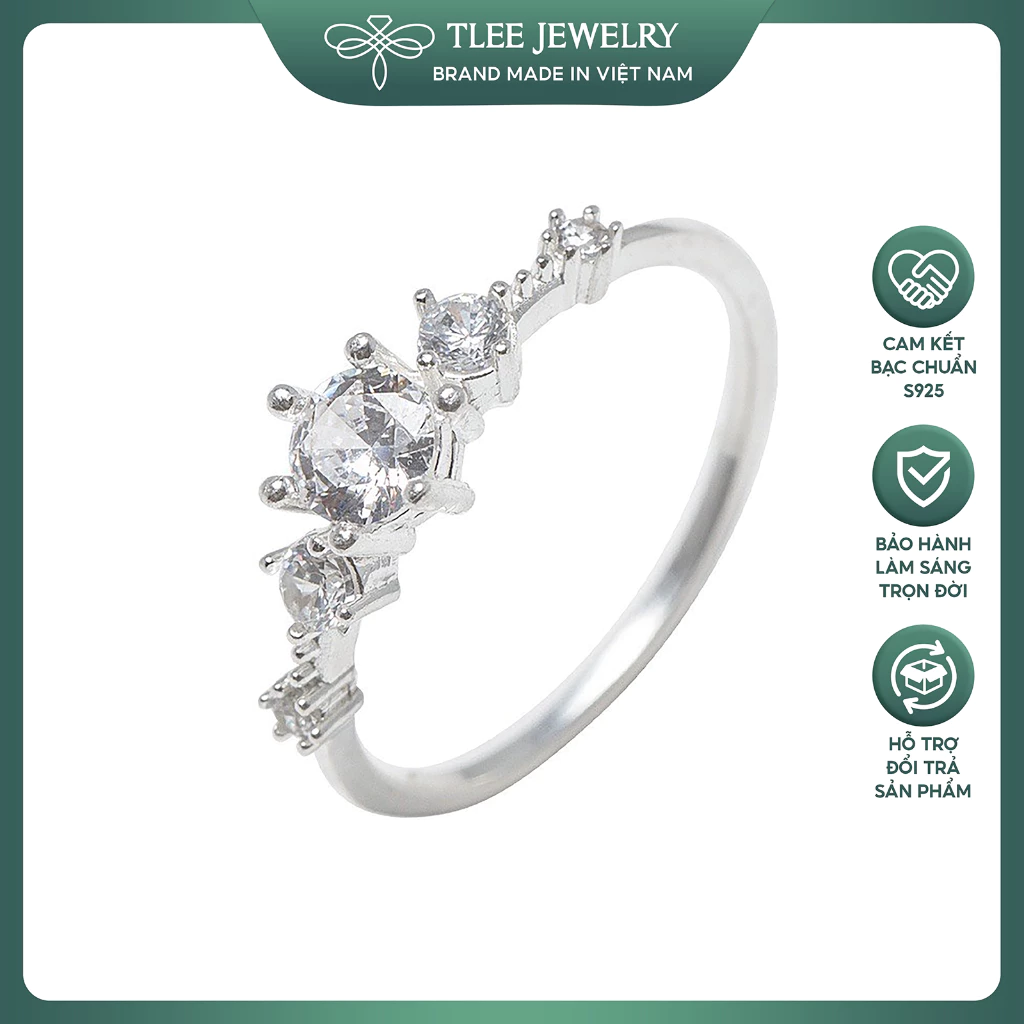 Nhẫn bạc nữ TLEE Snow Princess nạm đá lấp lánh TLEE JEWELRY A0156 A0163