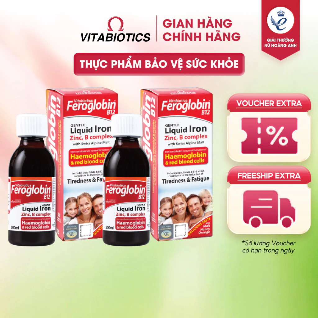 TPBVSK FEROGLOBIN B12 Liquid Hỗ Trợ Khả Năng Tạo Máu 200ml Vitabiotics