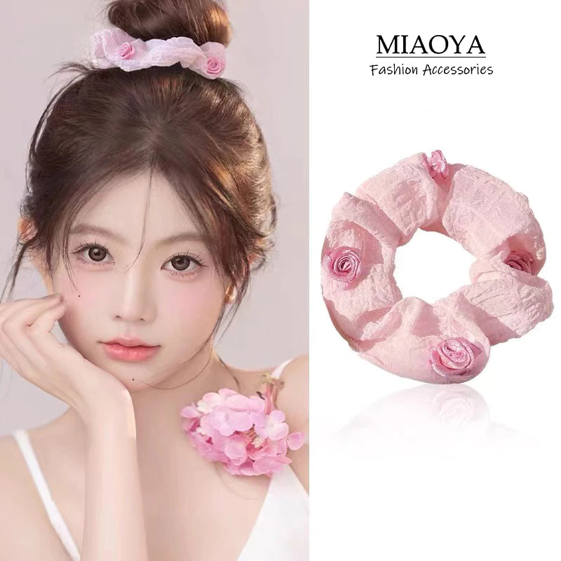 Dây buộc tóc hoa trà màu thời trang Hàn Quốc dành cho nữ sinh viên dễ thương quà tặng sinh nhật